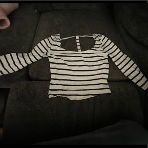 Black and white striped crop top